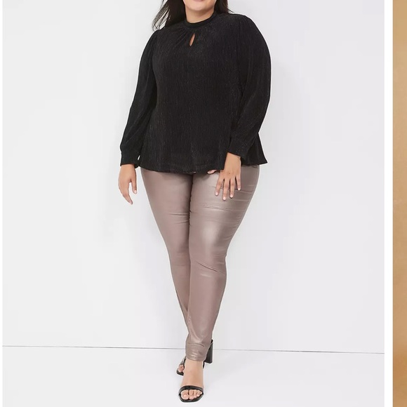 Pull on high rise coated metallic jeggings - Picture 6 of 6